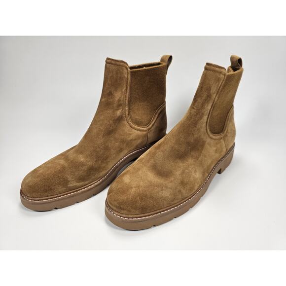 Vince Women's Rue Tan Suede Chelsea Lug Boots Size 9.5 M (MSRP $395) - Picture 1 of 5